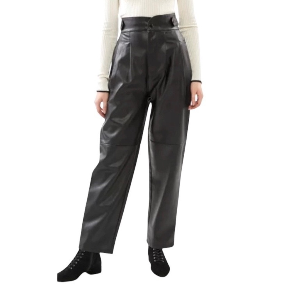 Urban Outfitters Rina Faux Leather Pleated High-Waisted Pant Sz 4
